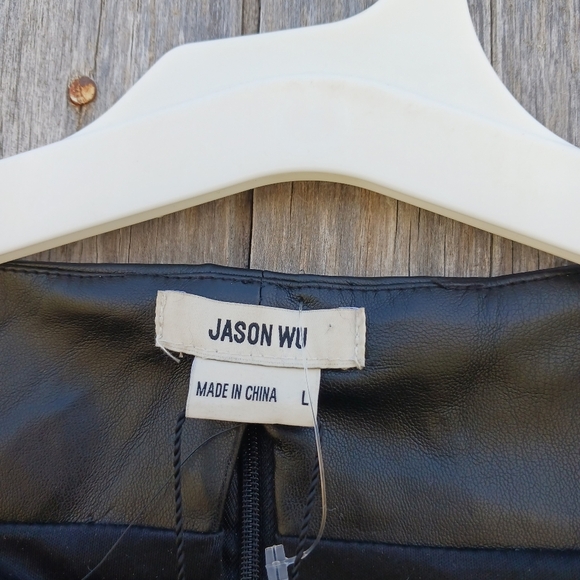 Jason Wu  Faux Leather Black Front‎ Knot Cut Out Mini Dress Womens Sz Large NWT - Picture 6 of 8